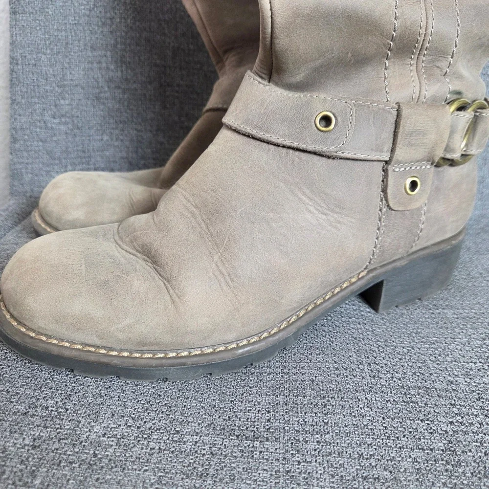 Clarks Orinoco Step Leather Riding Boots Women's 7.5M Brown Taupe